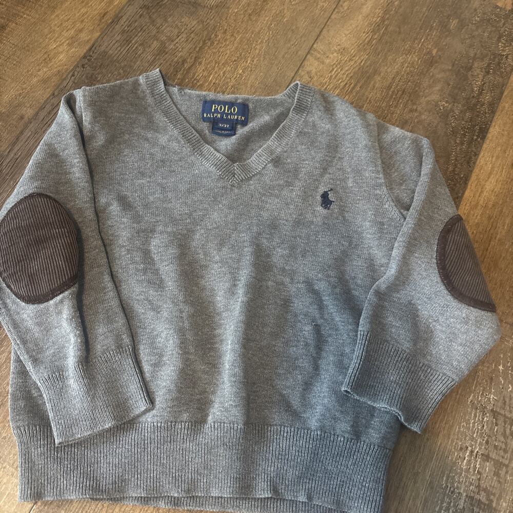 Polo by Ralph Lauren Gray Sweater with Brown Accents